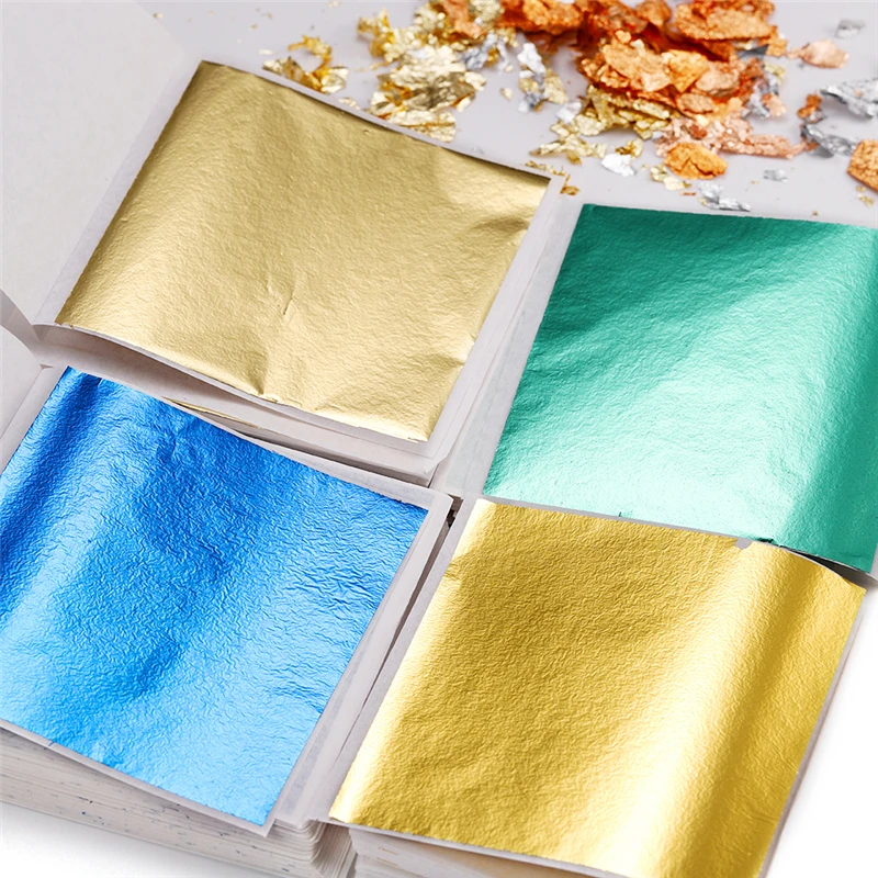 100Pcs Gold Leaf Sheets DIY Nail Gold Leaf Sheets Painting Gold Leaf