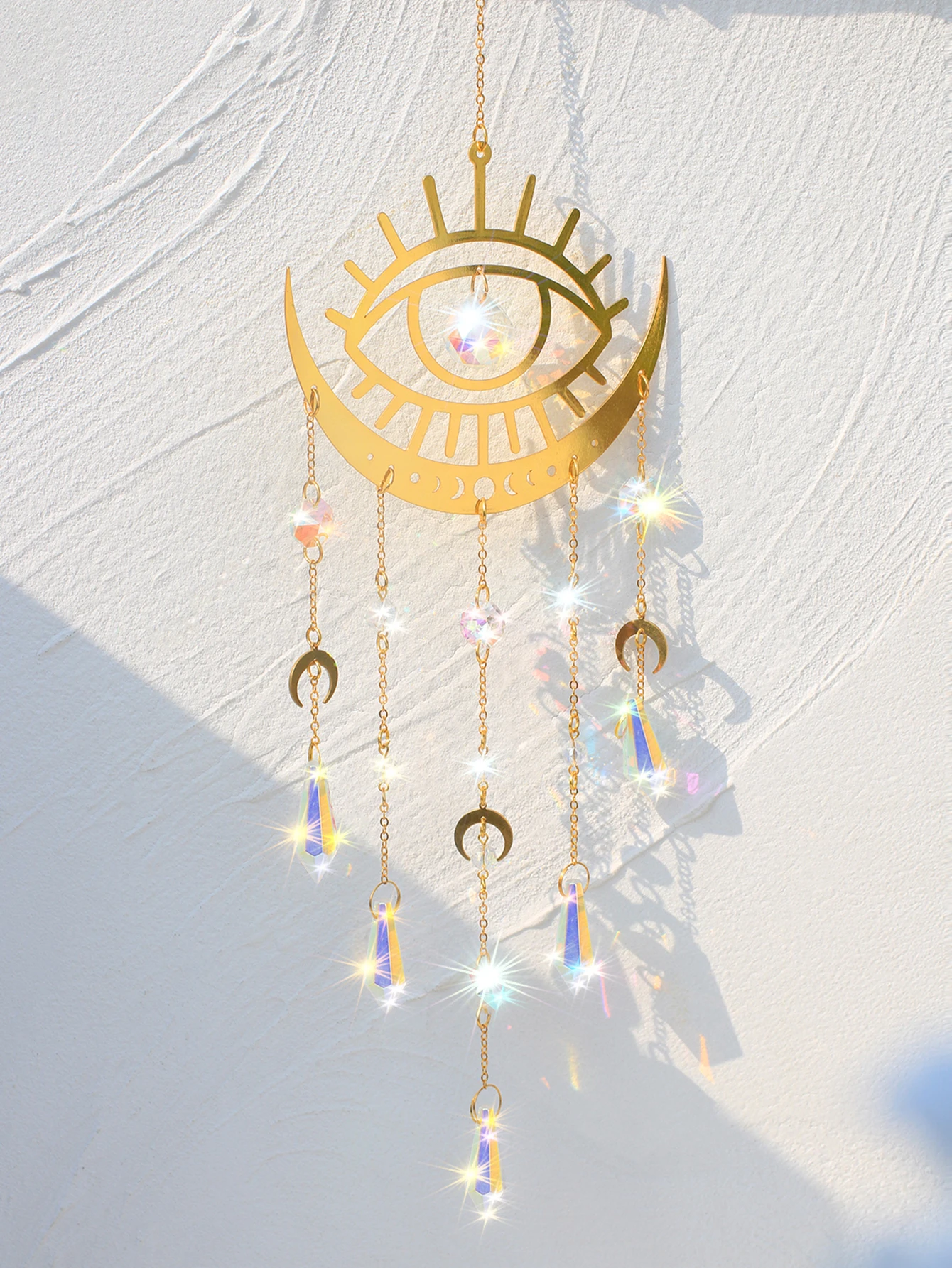 Evil Eye Crystal Sun Catcher Car Ornaments Garden Suncatchers Chakra Prisma Hanging Ornaments Window Wind Chimes Outdoor Decors