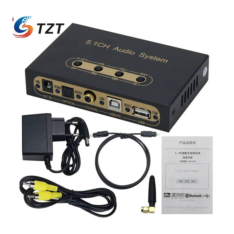 Tzt Hg-677X Sistema Audio 5.1Ch Ricevitore Bluetooth Lettore Disco U Audio Coassiale Ottico Dac Scheda Audio Usb