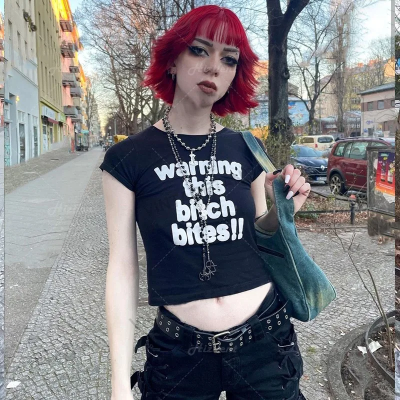 Emo Clubwear Crop Top Kawaii Harajuku Vintage T-Shirt