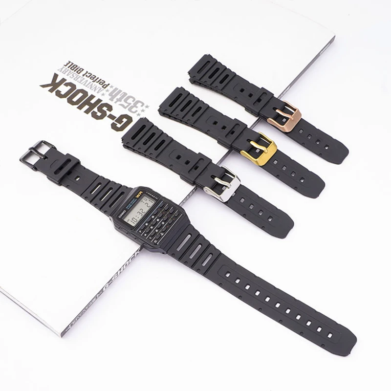 Rubber Sports Watch Strap Accessories For G Shock Casio Ca 53w Calculator Watchband Ca 61w Ft 100w W 5u W 7g Aliexpress
