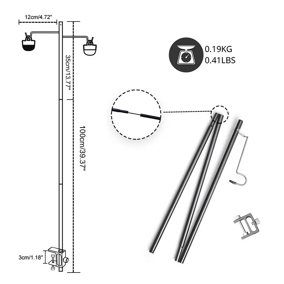 Outdoor Camping Folding Lamp Stand Picnic Table Hanging Light Pole Holder Outdoor Tent Table Hanging Light Fixing Stand Hold