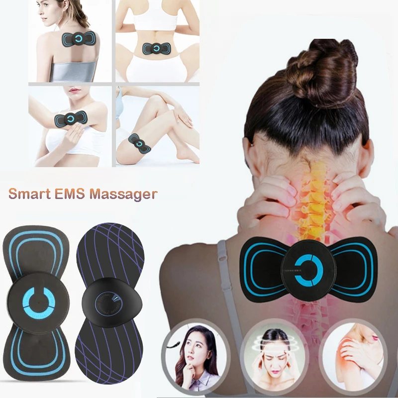 EMS Mini Neck Massager Portable LCD Display Back Pain Relief Massage Device  for Cervical Spine, Lumbar Spine, Arms, Abdomen - AliExpress
