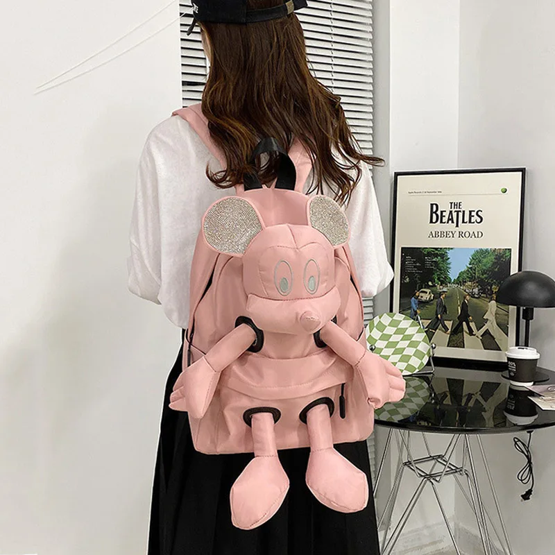 Disney Mickey Doll Backpack Cartoon Cute Women's Backpack Student Schoolbag  Large Capacity Fashion Leisure Travel Backpack