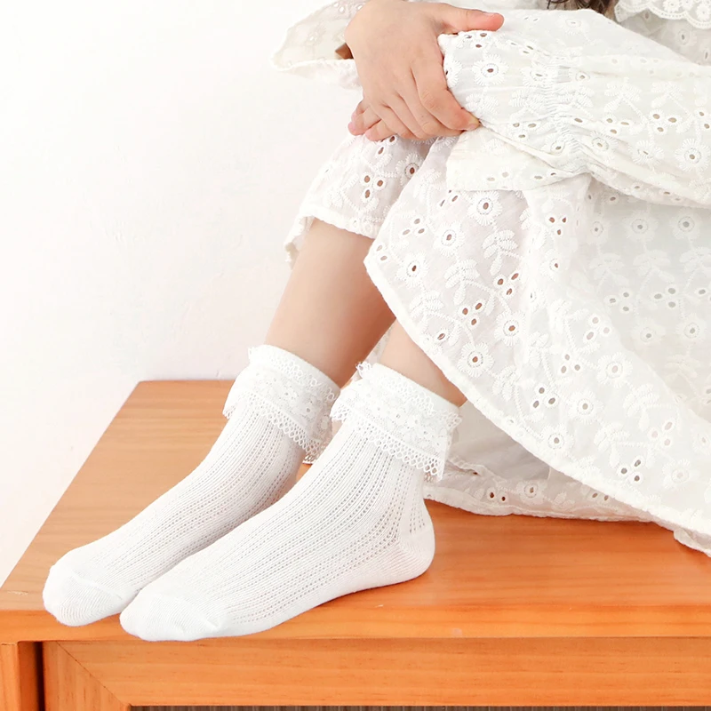 

Kids Girls hollow out socks summer section breathable stretch lace ultra thin transparent cotton spring children princess socks