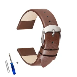 Elegant Soft Leather Watch Band - Thin, Smooth, and Comfortable Strap Bracelet - 22mm (BROWN)