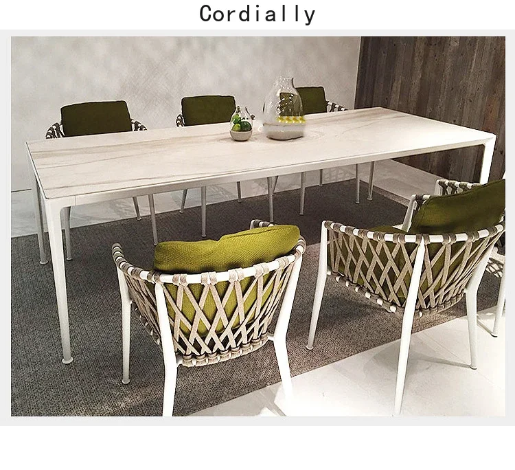 Outdoor balcony, dining table, chair, villa, hotel, garden, outdoor leisure rope woven rattan chair furniture