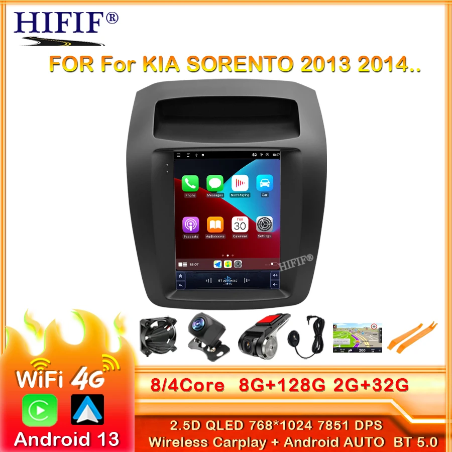 

Car Radio For KIA SORENTO 2013 2014 Tesla Type Multimedia Stereo Android 13 Navigation GPS Auto Stereo no 2din DVD