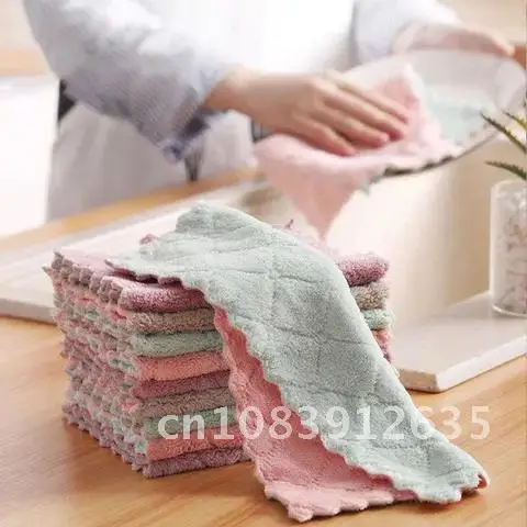 

10pcs/set Microfiber Dishcloths Kitchen Dish Cloths Rags Soft Absorbent Wipes Washing Towel Household Tools Cleaning Supplies