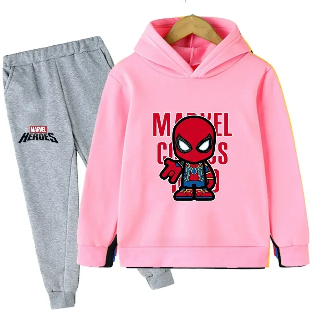thumbnail image 1 of Ropa de moda de primavera y otoño para niños, sudaderas con capucha y pantalones con estampado de dibujos animados de Marvel Spiderman, conjuntos de 2 piezas, trajes deportivos informales para niños y, 1 of 5