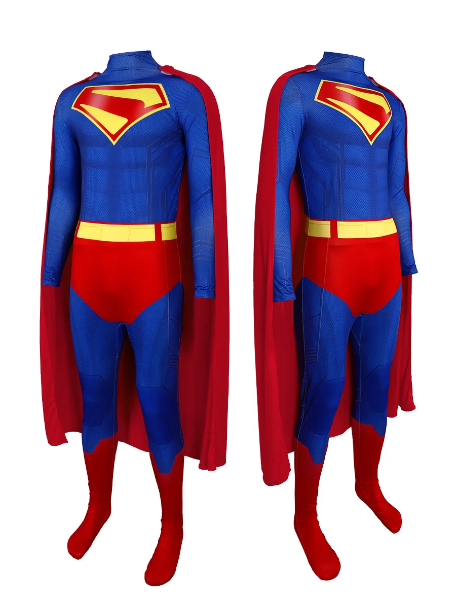 Costume Cosplay Superman Adulte - Combinaison 3D Spandex Avec Cape, Fermeture Dos, Pour Halloween, Fête Déguisée