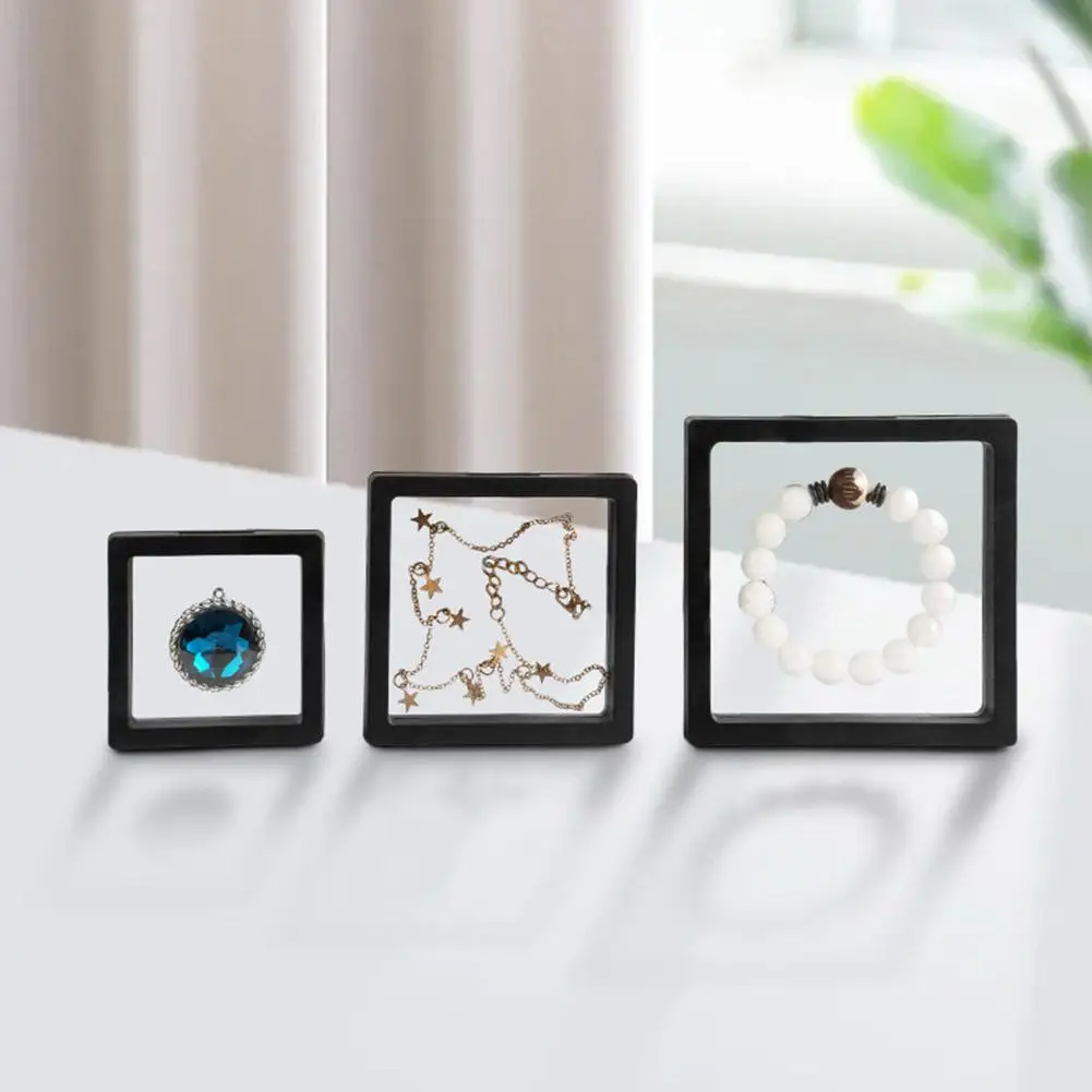 Floating Frame 3D Display Jewelry Box Suspension Storage PE Film Antioxidation Organizer Floating Flexi Frames Jewelry Holder