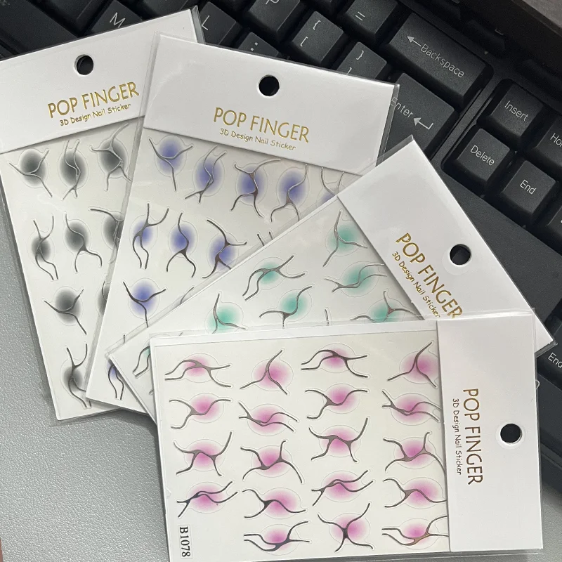 New Gradient  Color French Stickers With Irregular lines Nail Art RSimple Striped Nails With 3D Adhesive DIY Nail Decoration 4
