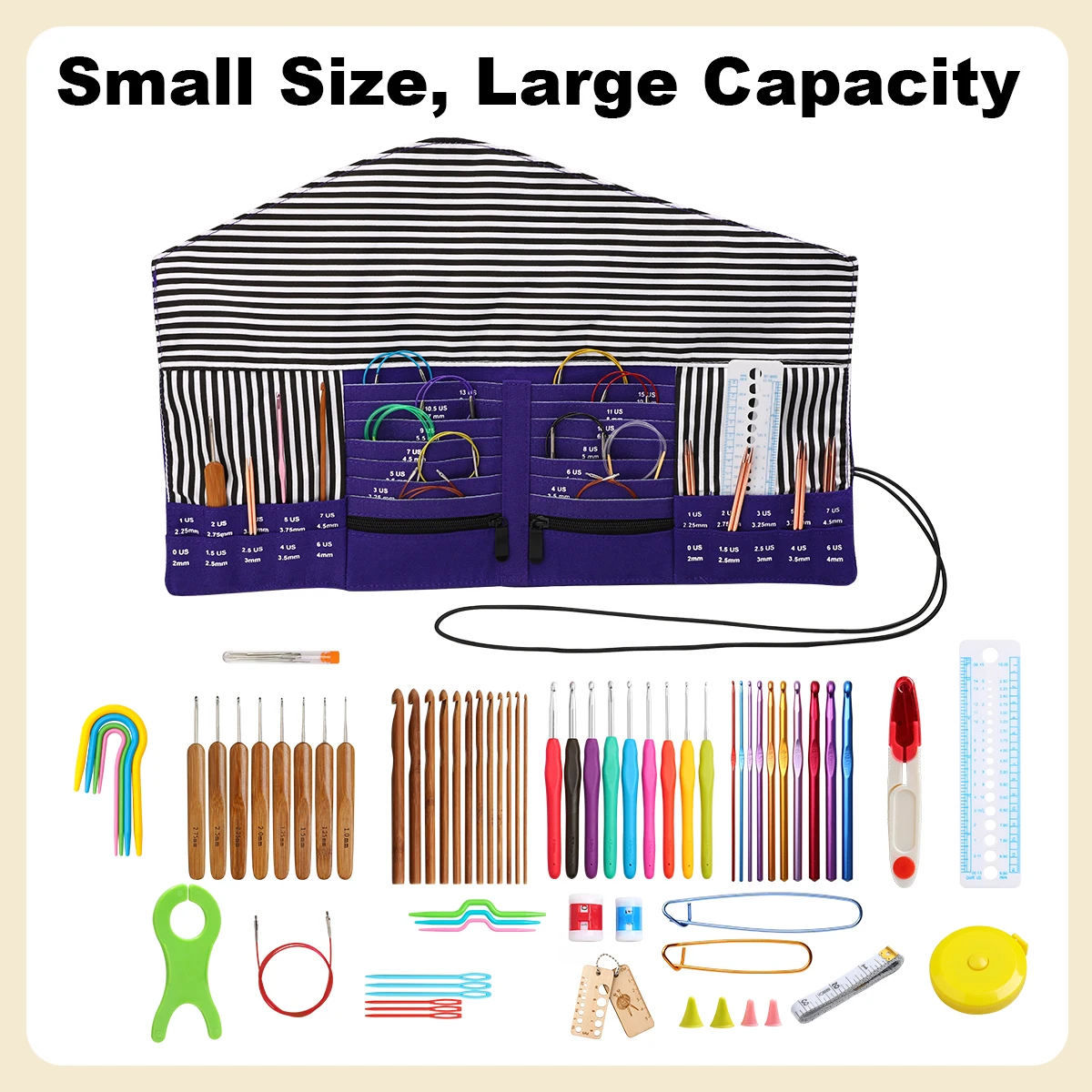 Empty Knitting Needles Storage Bag Waterproof Crochet Hooks Organizer Foldable Bags For Sewing Tools Accessories