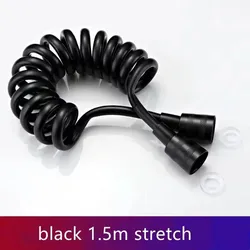 Flexible Universal Shower Hose with Spring Extension - Durable Hand Sprayer Connector (Black 1.5M)