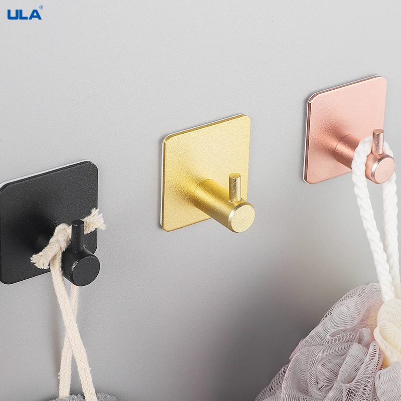 Adhesive Hook Clothes Hook Towel Hook Multi-purpose Wall Door Key Rack Kitchen Bathroom Towel Robe Hanger Aluminum Rack