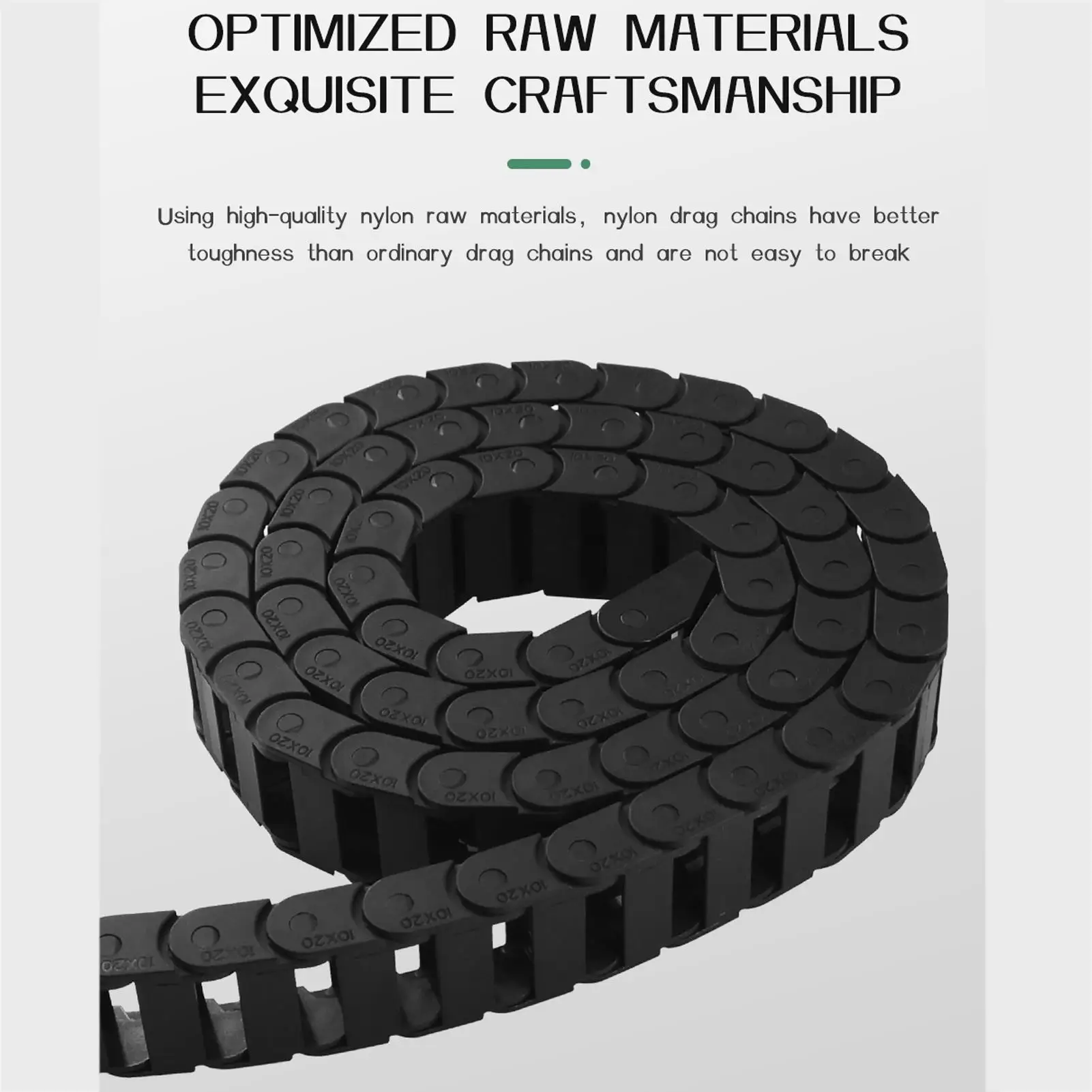 7x7 10x10/15/20/30/40mm Cable Drag Chain with Connectors for cnc Machines-550mm/1000mm Length Wire Carrier