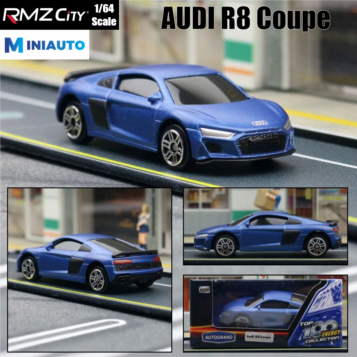 1/64 Audi R8 Coupe V10, 1:64 Diecast Super Sport Toy Car Model 3