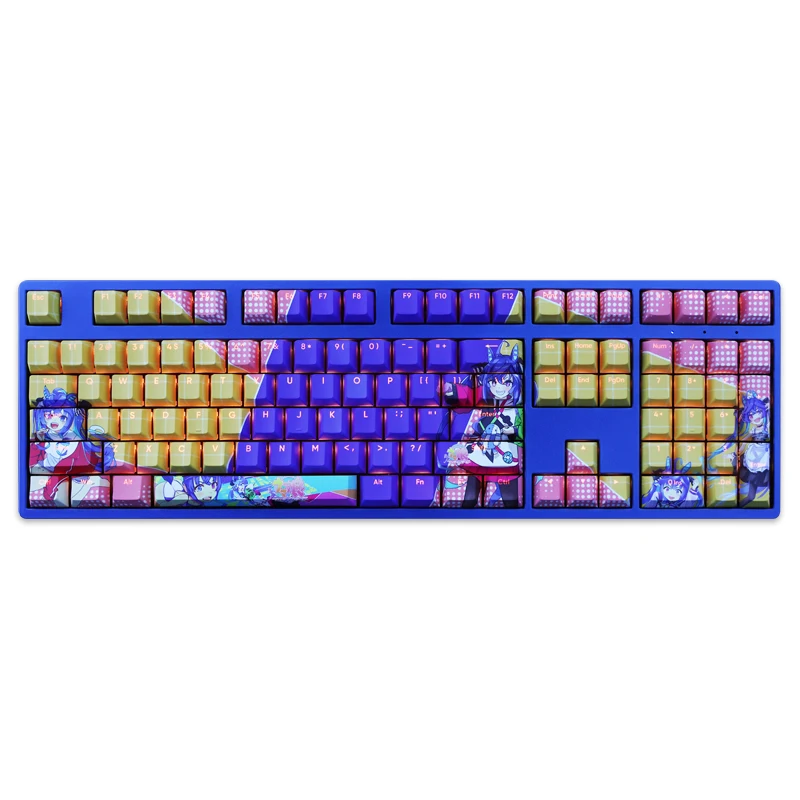 Teclas Pbt Lados Tintura Subbed Keycaps dos Desenhos Animados Anime Gaming Keycap Backlit para Bonito Derby Twin Turbo 108 - Imagem 4