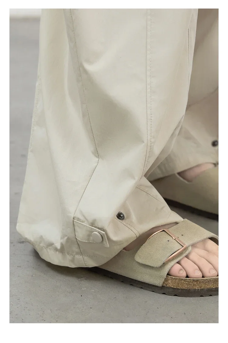 CHIC VEN Women Pants Casual Solid Loose Overalls High Waist Wide Leg Trousers Thin Female Sport Pant Spring Autumn New 2026
