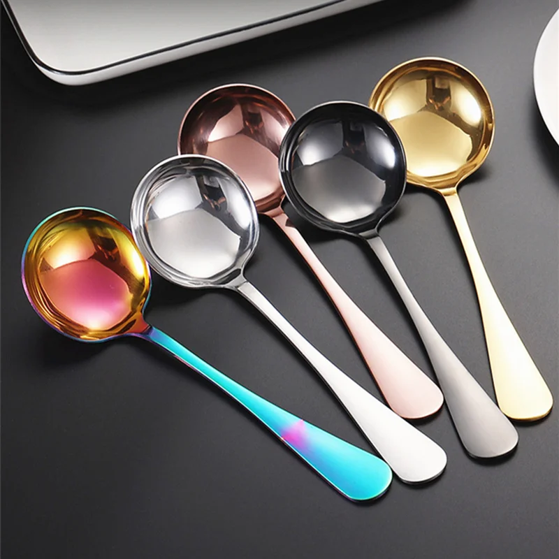 Long Handle Silicone Ladle Soup Spoon Colander Ramen Noodles Tablespoons  Scoop Rice Salad Stirring Spoons Kitchen Teaspoons - AliExpress