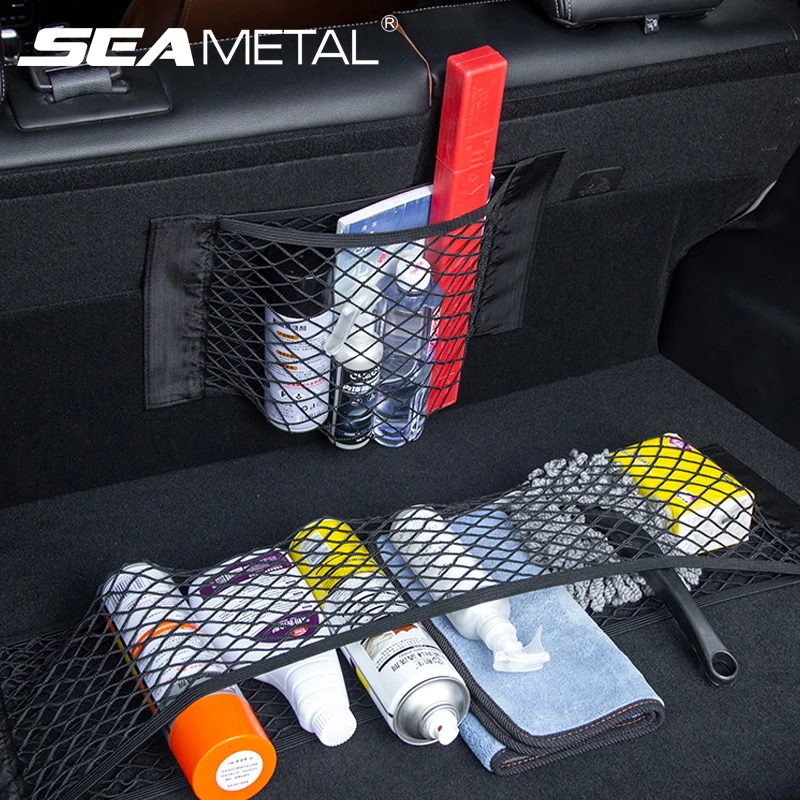 Nylon Car Trunk Storage Net Bag Black Universal