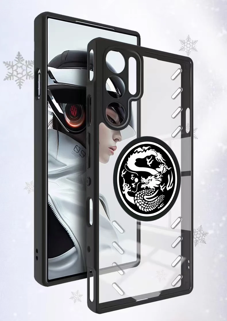 Dragon Pattern Shockproof Transparent Magnetic Cooling Phone Case