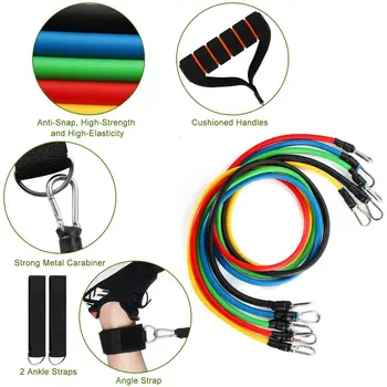 11Pcs Resistance Bands Set Fitness Workout Tubes Exercise Tube Bands Up to 100lbs 1