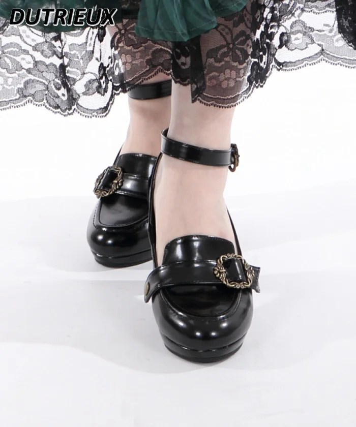 

Japanese Style Mary Janes Female Retro Fashion Women's Shoes Uniform Lolita Pumps Buckle Summer Autumn High Heels for Ladies