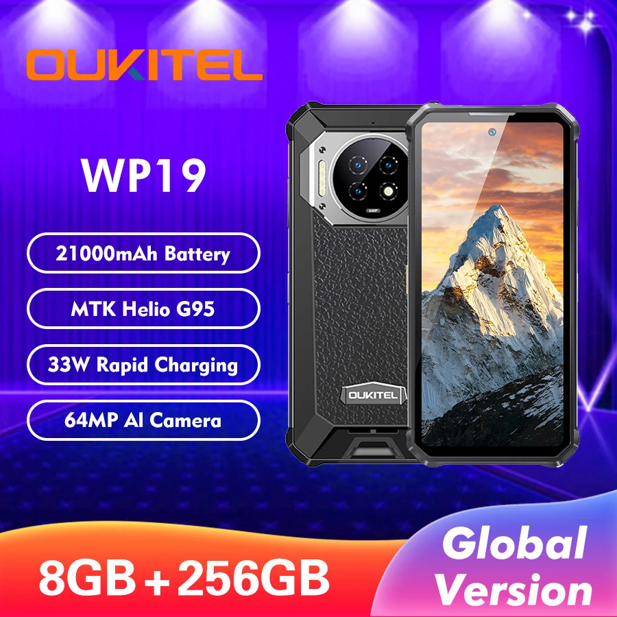 Global Version Oukitel Wp19 Rugged Smartphone 21000mah 8g +256g Mobile