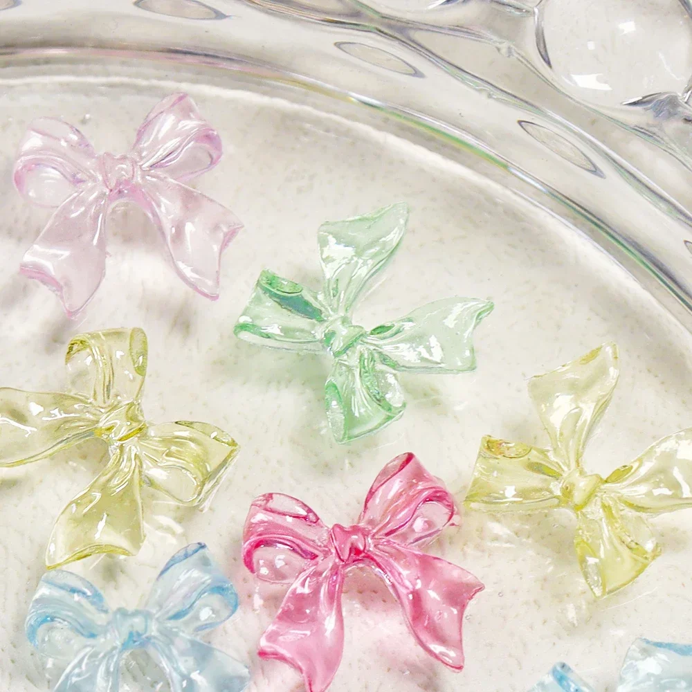 Nail Art Charms 30pcs Kawaii Candy Bow 3D Resin Jewelry Nail Decoration Accessories Pennant French Style Supplies