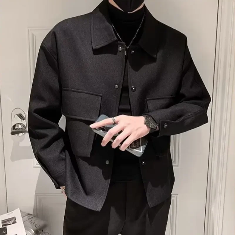 Jackets Men Autumn Pockets Turn-down Collar Skinny Fashion Outwear Plus Size Streetwear New Arrival BF Clothing