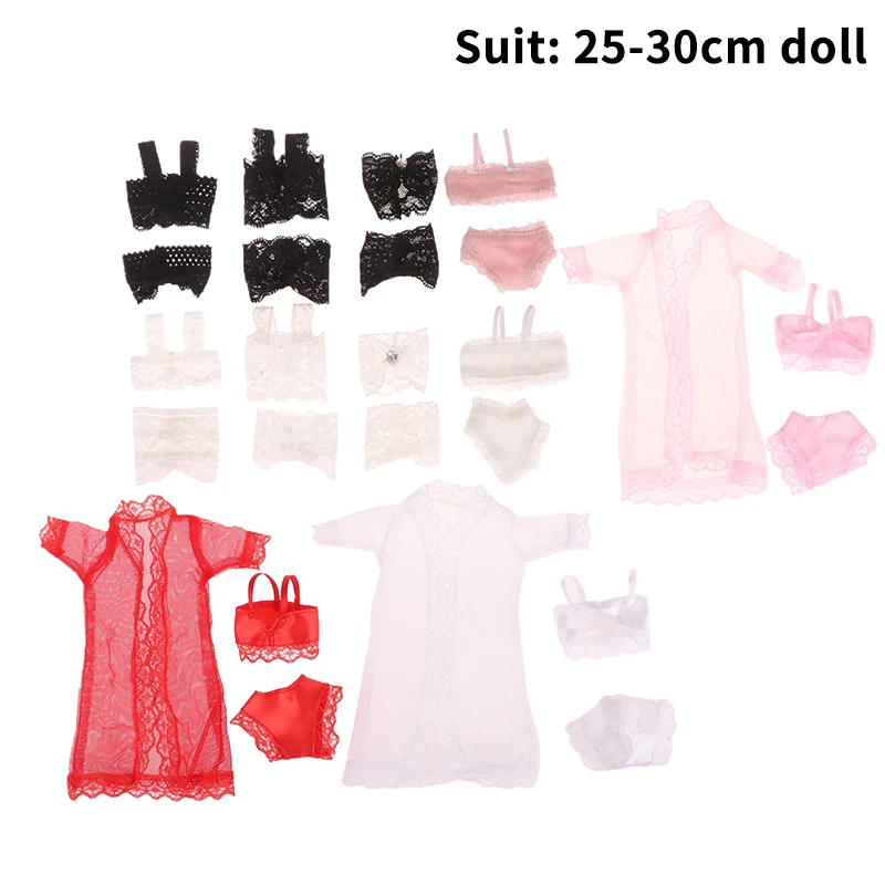 1/6 Doll Lace Underwear Bra Briefs Pajamas Set 30CM Dolls Clothes Suit Doll Decoration Accessories For Kid Pretend Play Toys