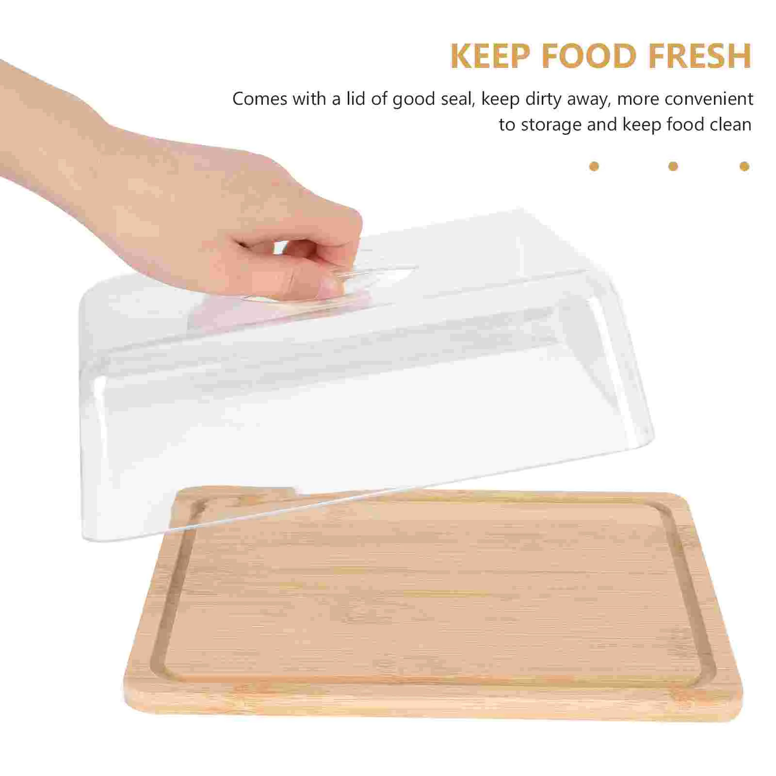 

Bamboo Butter Dish with Lid Rectangle Butter Tray Cheese Container Vegetable Tray