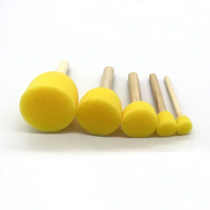 4/5pcs/set Sponge foam brush diy toy materials Sponge brush with wooden handle for children art painting 4