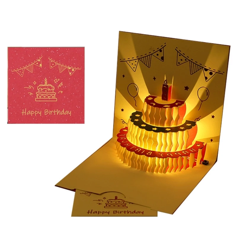 3D up Happy Birthday Card Cake Festival Invitation Greeting Memorial Cards for Birthday Valentine Day Mother Day