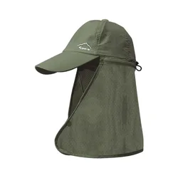 Breathable Wide Brim Sun Hat with Detachable Mesh Shawl (Green)