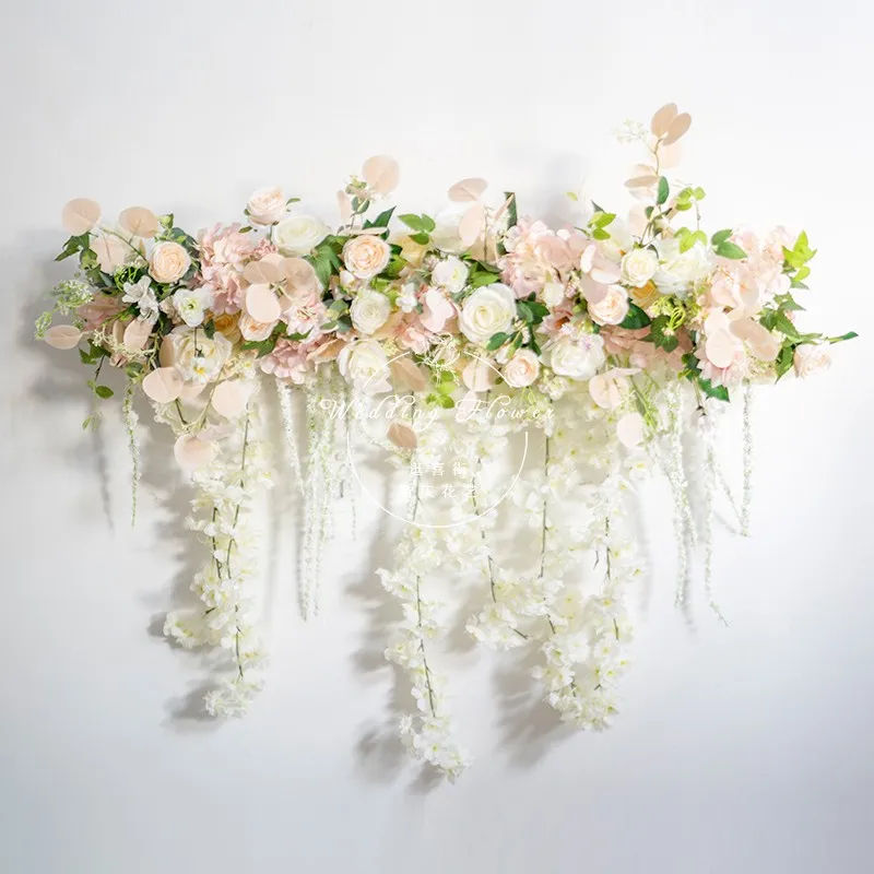 

Hanging Rose Cherry Flower Row Wedding Layout Floral Arch Arrangement Station Guide Hall Decor Backdrop Party Window Display