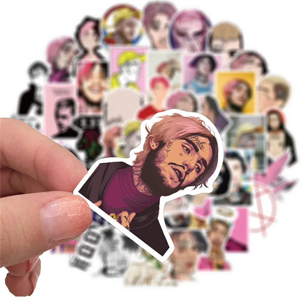 10/30/50PCS Rapper Lil Peep Personality Graffiti Sticker Luggage Laptop Skateboard IPad Guitar Gift Car Sticker Wholesale blue red round 5mm 500 pcs lot fragile paper void sticker guaranteed tamper warranty seal for mobile laptop ipad repairment