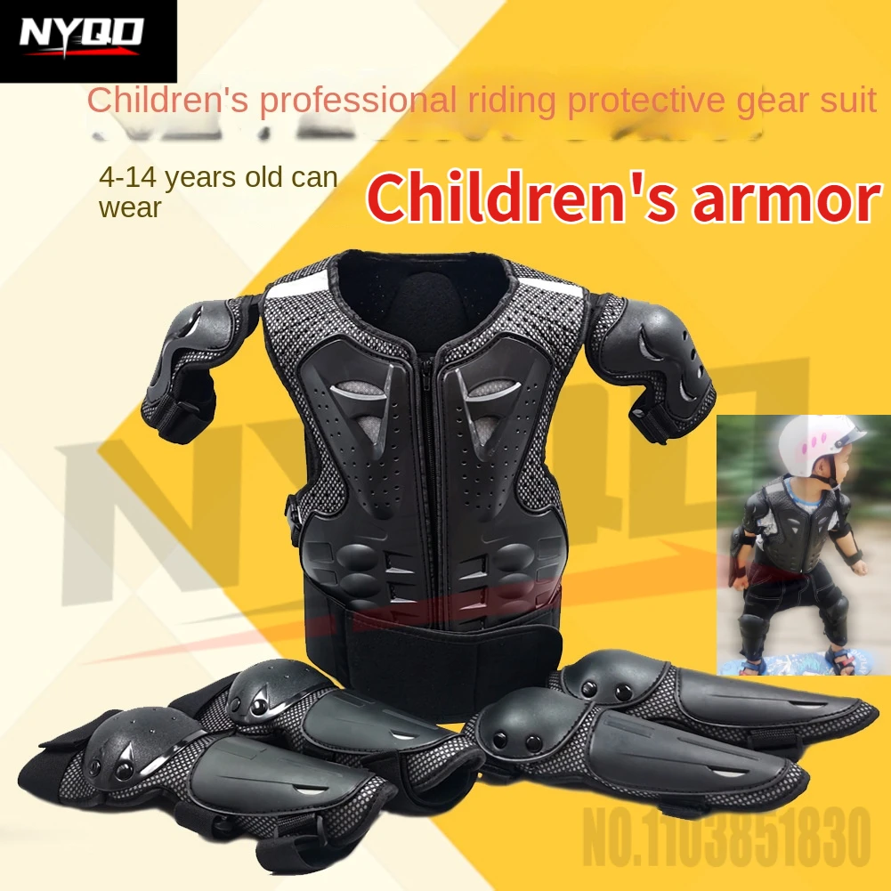 Motorcycle Children's Armor Set Racing Off road Protective Equipment Extreme Sports Safe Riding Knee Elbow Protectors 4-14 ages
