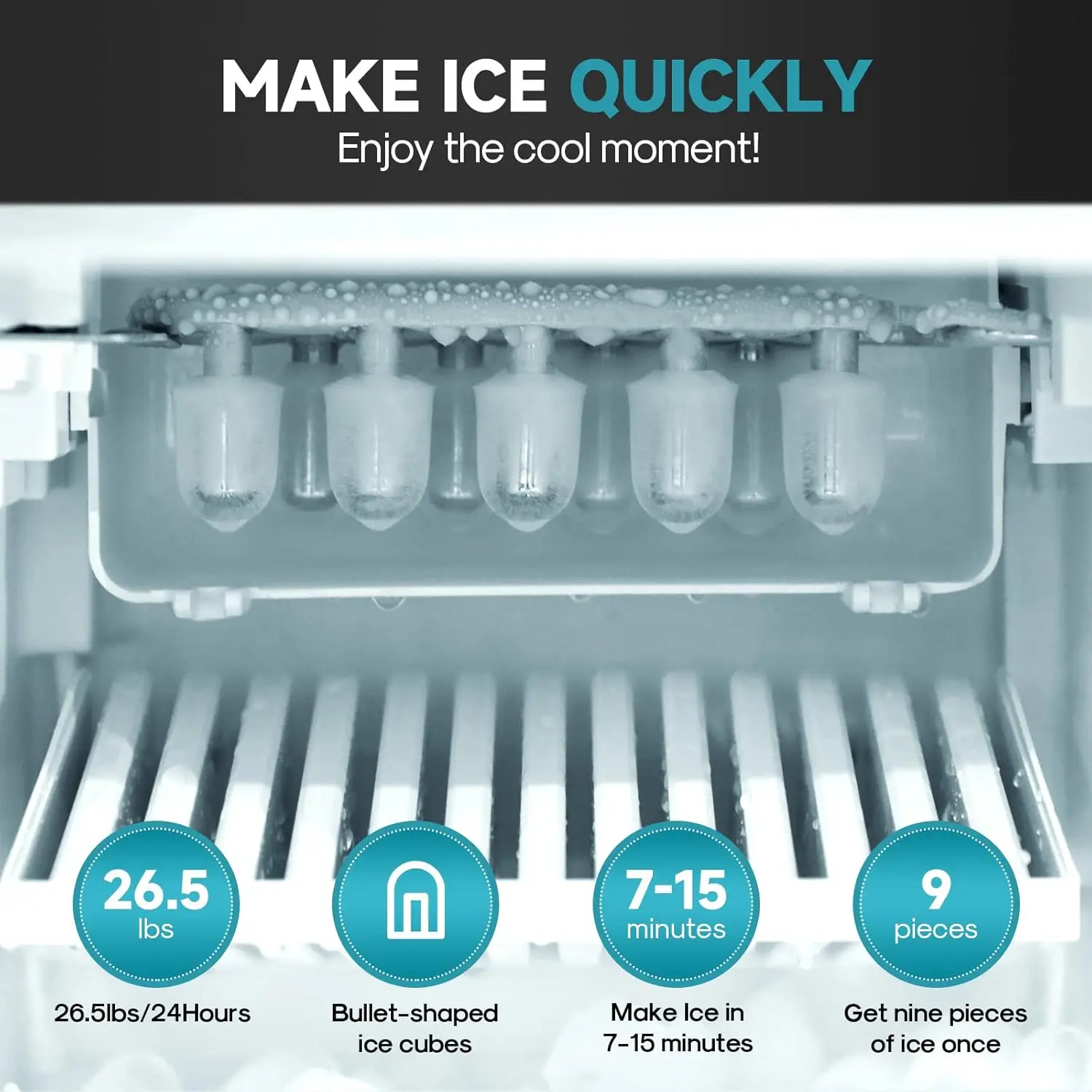 3 in 1 Water Cooler Dispenser with Built-in Ice Maker, Hot Cold Room Temp Water and Bullet Ice, Top Loading 2, 3 or 5 Ga 4