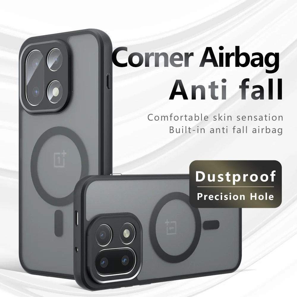 حافظة شحن لاسلكية مغناطيسية Magsafe لهاتف OnePlus 15 OnePlus15 5G غطاء خلفي غير لامع مقاوم للصدمات