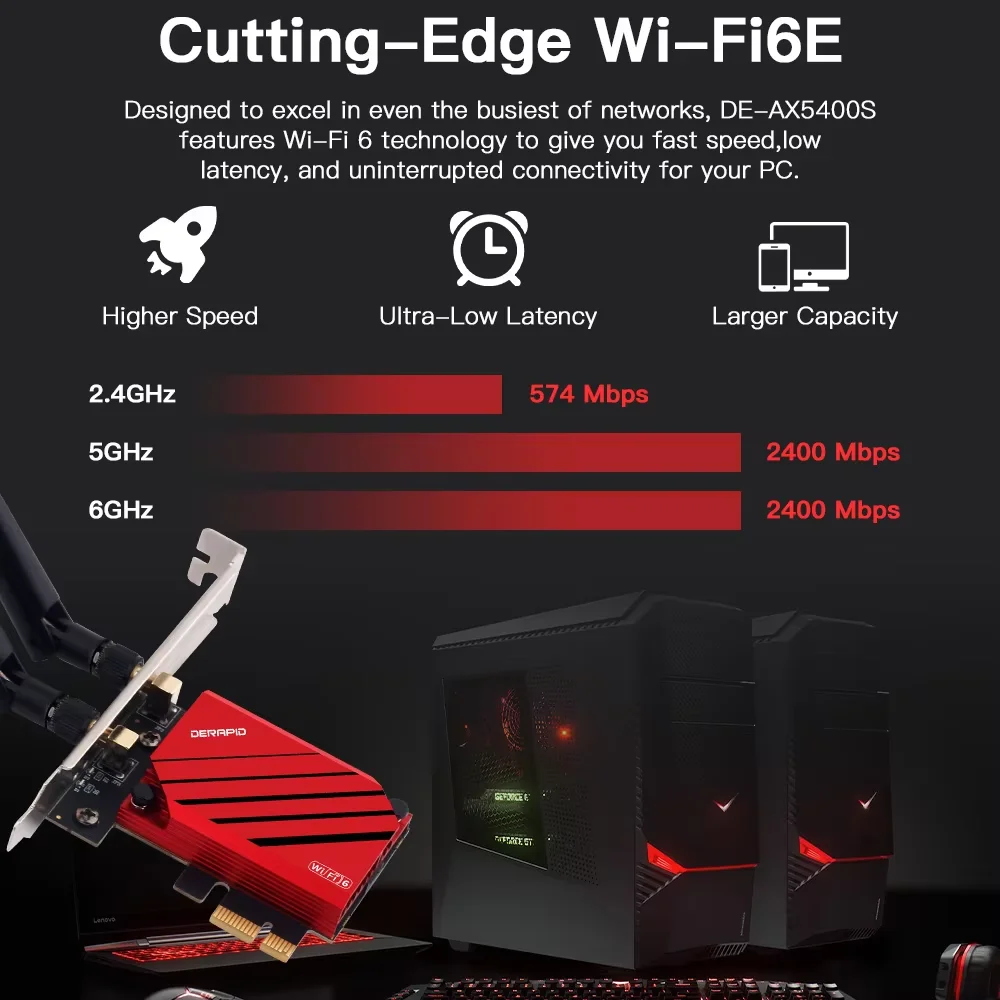 AX210 WiFi 6E PCIe 무선 어댑터 블루투스 5.4 트라이 밴드 2.4G 5G 6GHz 802.11ax MU MIMO 네트워크 카드 (윈도우10/11 데스크탑 PC용)