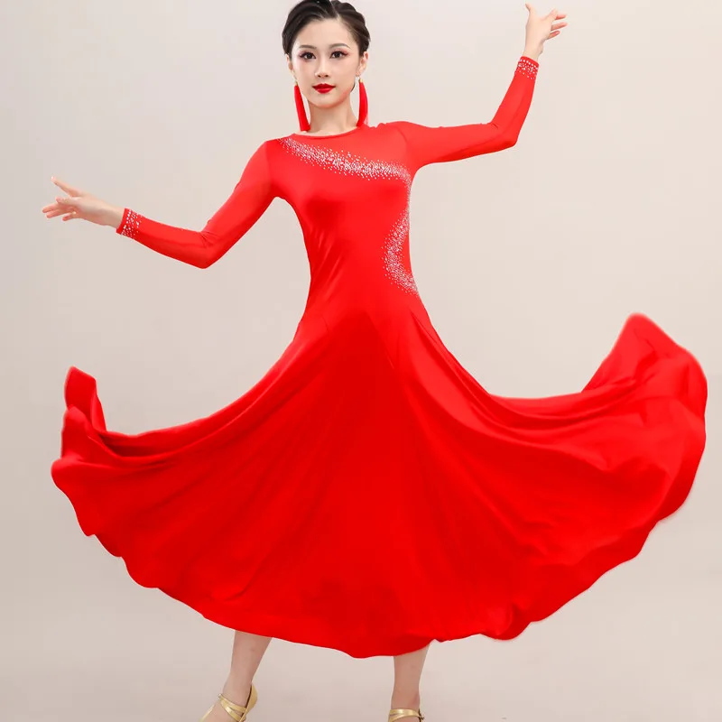 Woman ballroom dance competition dress ballroom waltz standard dress D088