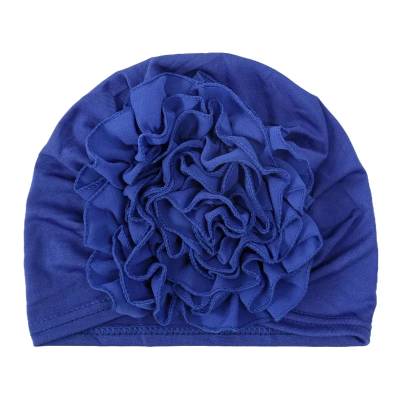 KepaHoo Solid Color Chiffon Flowers Turban Hijabs Fashion Ladies Head Wraps Muslim Hats Breathable Chemo Cap For Women Girls 2