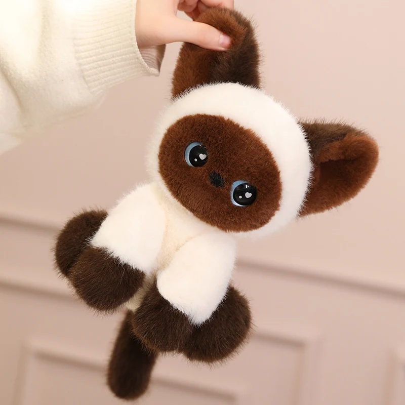 Hot Adorable Sitting Devon Cat Siamese Cat Plush Toy Doll Home Office Decoration, Perfect Gift for Cat Lovers Boys And Girls