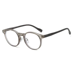 Vintage Round Blue Light Blocking Glasses with Candy Color Rim - Trendy and Stylish Eyewear (Clear grey - B)