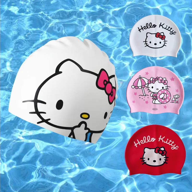 

Sanrio, Hello Kitty Водонепроницаемая плавательная шапка мультяшная Милая Ktcat силикагелевая высокоэластичная шапка для бассейна летняя детская праздничная подарочная