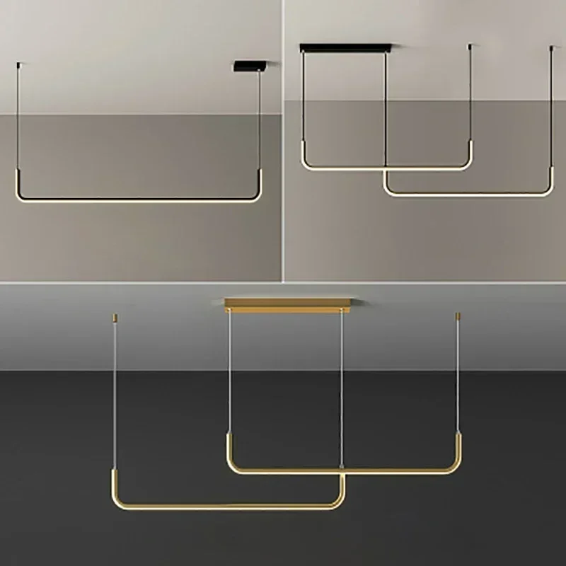 Modern LED Strip Chandelier Light Restaurant Kitchen Decor Ceiling Gold Hanging Pendants Living Room Lighting led chandelier,ceiling chandelier
