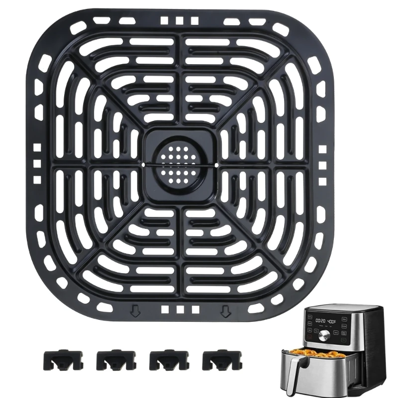 Square Tray 4QT Air Fryer Grill Plate Pans Nonstick Dishwasher Safe Stainless Accessory Fit for Cooking Pizza Vegetables